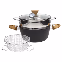 Tognana Porcellane Set Friggivap. Cm22 Multi, Rotondo, Nero, Alluminio, Legno, Impugnatura morbida, Ceramica, Gas, Alogena, I ...