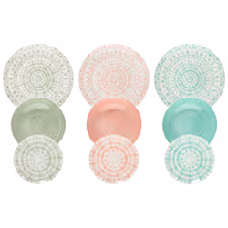 Tognana Porcellane Gipsy Soft, 6 persona(e), Porcellana, Verde, Rosso, Turchese, Rotondo, 27 cm, 20,5 cm