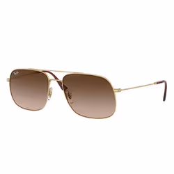 Ray-Ban RB3595, Adulto, Unisex, Quadrato, Oro, Lenti senza polarizzazione, Metallo