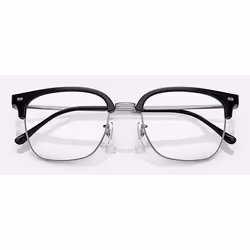 Ray-Ban NEW CLUBMASTER OPTICS Unisex Quadrato Mezza montatura Nero, Argento - Vista aggiuntiva 5