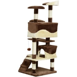 Albero Tiragraffi per Gatti in Peluche e Sisal con Cucce - Pawhut