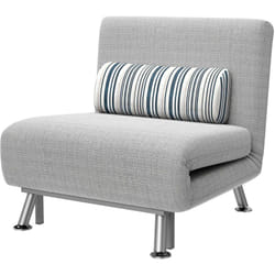 Poltrona Letto Singolo in Cotone e Ferro con Cuscino 75x70x75cm Grigio - Homcom