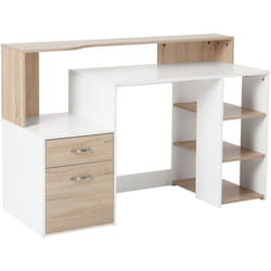 Homcom - Scrivania Moderna per Computer con Cassetti e 3 Ripiani in Legno mdf
