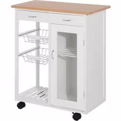 Descrizione: Carrello da cucina in legno in stile rustico, si adatta a qualsiasi ambiente della casa come cucina, sala da pra ...