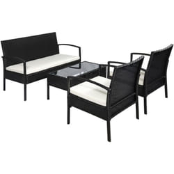 Outsunny - Set da Esterno 4 Pezzi in Rattan pe con Tavolino 2 Poltrone e Divano