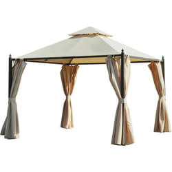 Outsunny - Gazebo Tendone da Giardino, in Ferro, Tende Laterali, 3x3m