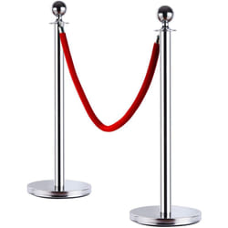 Homcom - Outsunny Colonnina Segnapercorso per Code Separatore Rosso e Argento in Acciaio