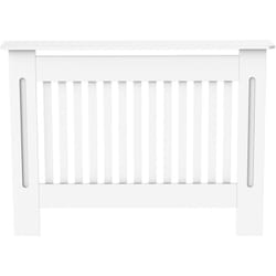 HOMCOM Copritermosifone a Doghe in MDF 112x19x81cm Bianco