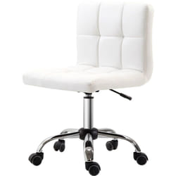 Homcom - Sedia Poltrona Ufficio in Pelle Bianca Ergonomica e Girevole