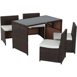 Outsunny - Set Mobili da Giardino in Rattan Marrone 5pz Tavolo e Sedie