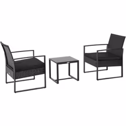 Descrizione: Questo set mobili da giardino a 3pz in stile contemporaneo è progettato per offrire un posto piacevole per il vo ...