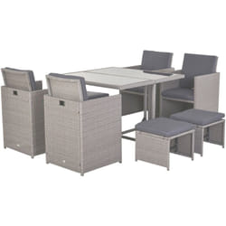 Outsunny - Set Tavolo e Sedie da Giardino Salotto in Rattan Grigio 9pz