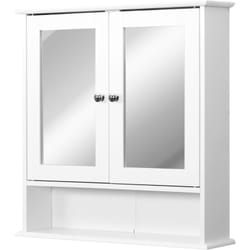 Kleankin - Mobiletto con Specchio a Muro da Bagno Cucina Bianco 56 x 13 x 58cm