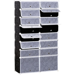 Homcom - Guardaroba Modulare Scarpiera Cubi a 8 Ripiani 2 Righe, Bianco e Nero