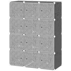Armadio Modulare Cubi Salvaspazio, Bianco e Nero 111 x 47 x 145 cm - Homcom