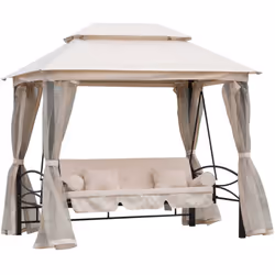 Descrizione: Accomodati su questo dondolo da giardino con gazebo Outsunny e lasciati cullare durante le belle giornate. La st ...
