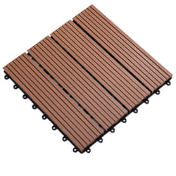 Outsunny - Set 11 Piastrelle da Giardino ad Incastro Antiscivolo in hdpe Marrone