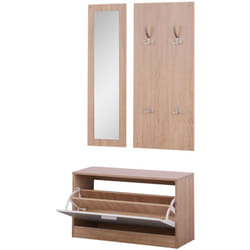 Homcom - Set 3 Pezzi Scarpiera Appendiabiti Specchio da Ingresso Camera da Letto