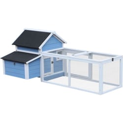 Pawhut - easycomfort gabbia per galline ovaiole con zona corsa e vassoio di nidificazione rimovibile, pollaio da giardino in legno con tetto