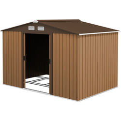 Capanno Attrezzi in Acciaio con Porte Scorrevoli Gialla - Outsunny