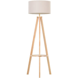 Homcom - Lampada da Terra Altezza 154cm con Paralume in Lino, Legno