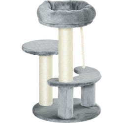 Tiragraffi per Gatti a Colonna con 3 Livelli in Peluche Grigio - Pawhut