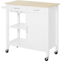 Carrello da Cucina con Ruote, 2 Cassetti e Anta in Legno 89x40x84cm - Homcom