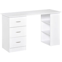 Homcom - Scrivania pc con 3 Ripiani e 3 Cassetti in Legno Casa e Ufficio Bianca