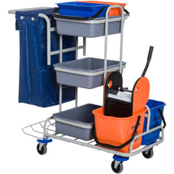 Carrello Lavapavimenti Professionale Secchio con Strizzatore e Rotelle - Homcom