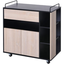 HOMCOM Carrello da Cucina Moderno con Ruote Cassetto Ante e Ripiani in Legno