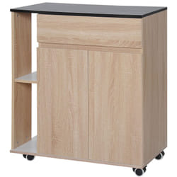 Carrello da Cucina Moderno con Ruote, Cassetto, Ante e Mensole in Legno - Homcom