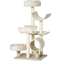 Albero Tiragraffi per Gatti Alto 105 cm in Peluche Crema - Pawhut