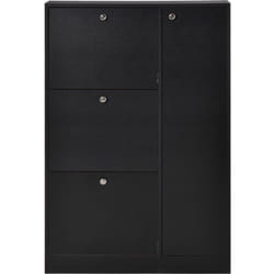 Mobile Scarpiera Salvaspazio 3 Ante e Armadietto Legno 80x24x120cm Nero - Homcom