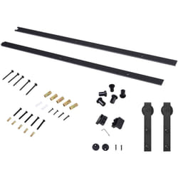 Homcom - Binario per Porta Scorrevole Kit Accessori con Rulli Tappi Stile Rustico
