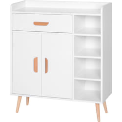 Cassettiera Armadietto con 4 Cestini Salvaspazio Bianco 80 x 29.5 x 96cm - Homcom