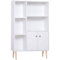 Libreria Scaffale 2 Porte Pannelli di Particelle 80x23.5x123cm Bianco - Homcom