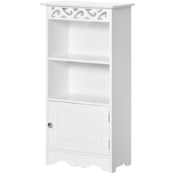 HOMCOM Mobiletto da terra e un Armadietto Anta in MDF Bianco 2 Ripiani Bagno