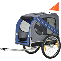 Pawhut - Rimorchio da Bicicletta per Cani e Gatti Blu e Grigio