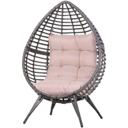Outsunny - Poltrona in Rattan con Cuscino Stile Boho Chic 101x89x156cm