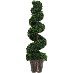 Outsunny - Pianta Artificiale Bosso a Spirale,Decorazione con Vaso Incluso