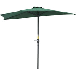 Outsunny Ombrellone Semicircolare con Apertura a Manovella Verde