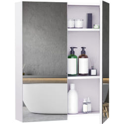 Armadietto Pensile da Bagno mdf Bianco con Specchio 60x15x75cm - Homcom