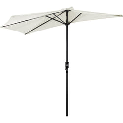 Ombrellone Semicircolare 2.7x1.5 m in Metallo e Poliestere Bianco - Outsunny
