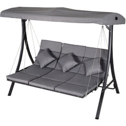 Outsunny Dondolo 3 Posti per Esterni Tetto Regolabile Grigio 200 x 115 x 168 cm