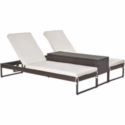 Descrizione: Questo fantastico set componibile Outsunny include 2 lettini prendisole e un tavolino con cui trasformare il loo ...