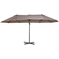 Outsunny Ombrellone Doppio Poliestere Anti-UV Impermeabile Marrone