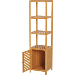 Homcom - Mobile Alto Bagno/Terrazzo in Bambù 4 Ripiani + Armadietto 36x33x140cm
