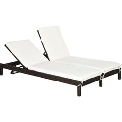 Outsunny - Lettino Prendisole 2 Posti Schienale Regolabile 196 x 120 x 28cm
