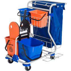 Homcom - Carrello Pulizie Professionale con 4 Secchi 18l/6l e Sacco Impermeabile