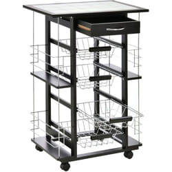 Carrello da Cucina Salvaspazio in Legno di Pino e Metallo 57x37x83cm - Homcom